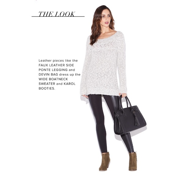 NWT JustFab Black Faux Leather Side Ponte Legging - Picture 4 of 5